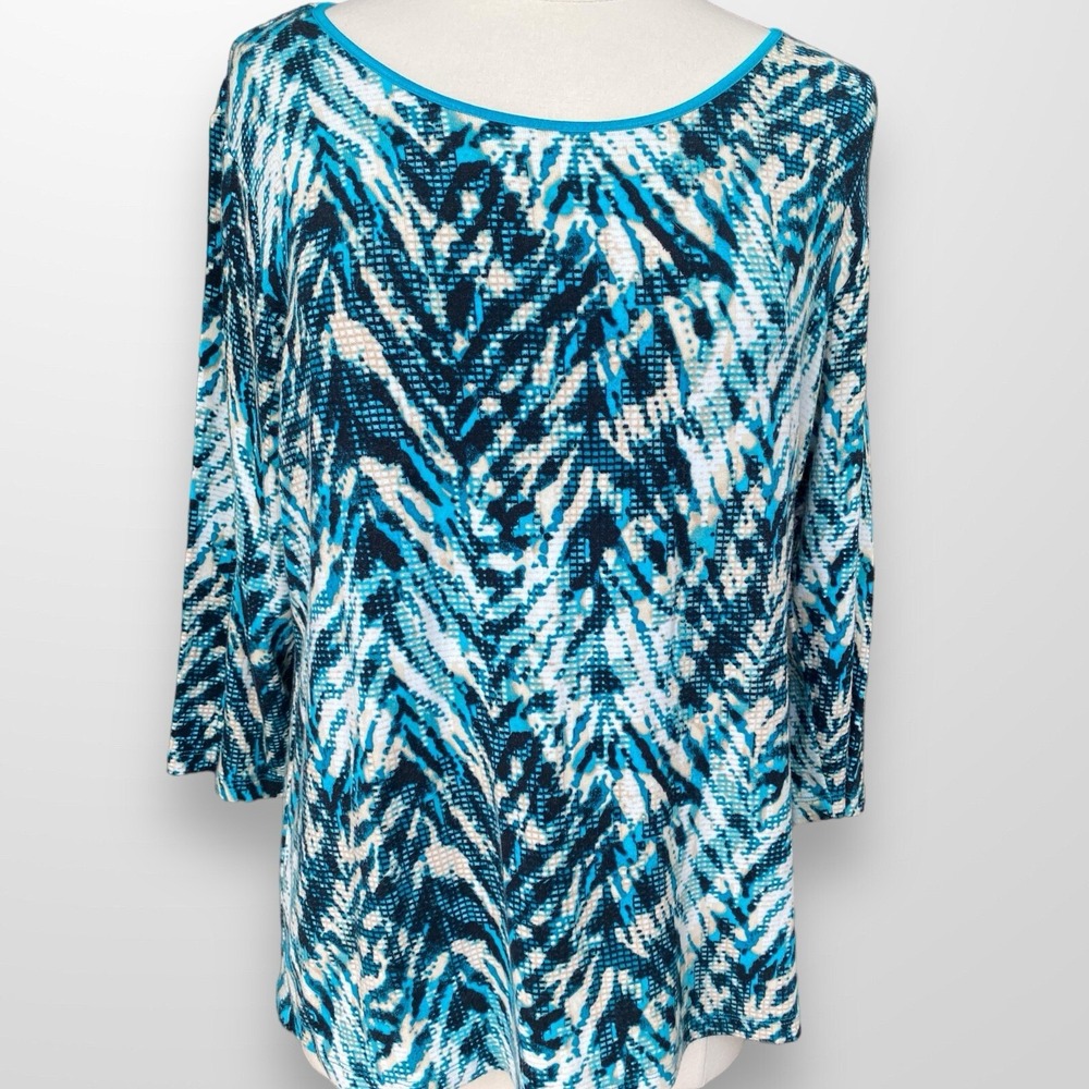 JM Collection Woman 1X Top Shirt Stretch Travel 3/4 Sleeve Scoop Neck Tunic - Picture 7 of 9